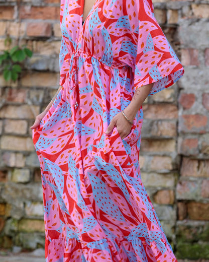 Long Dress in Cotton "Pink Oshu"