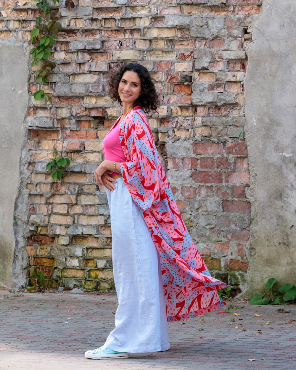 Kimono in Silk "Pink Oshu"