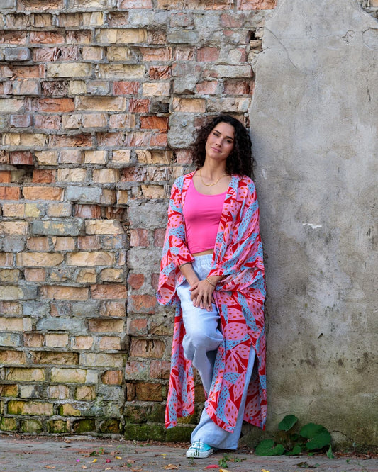 Kimono in Silk "Pink Oshu"