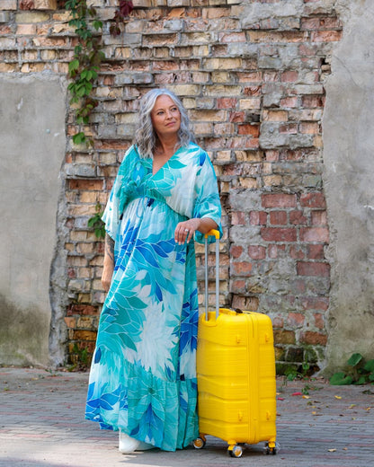 Long Dress in Silk "Aquamarine"
