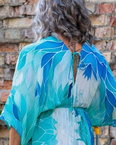 Long Dress in Cotton "Aquamarine"