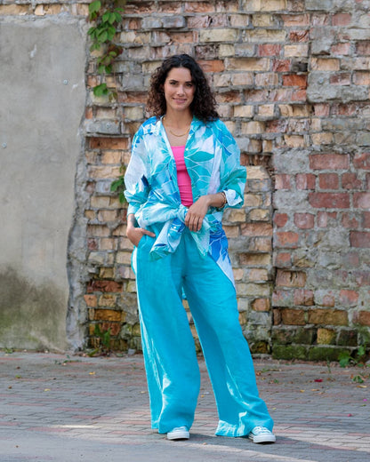 Pants in Linen "Capri Blue"